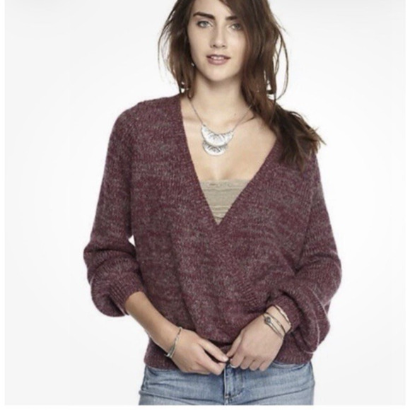 Free People Boho Karina Sweater Wool Mohair Alpaca Faux Wrap Large Kurt Cobain - Picture 1 of 8